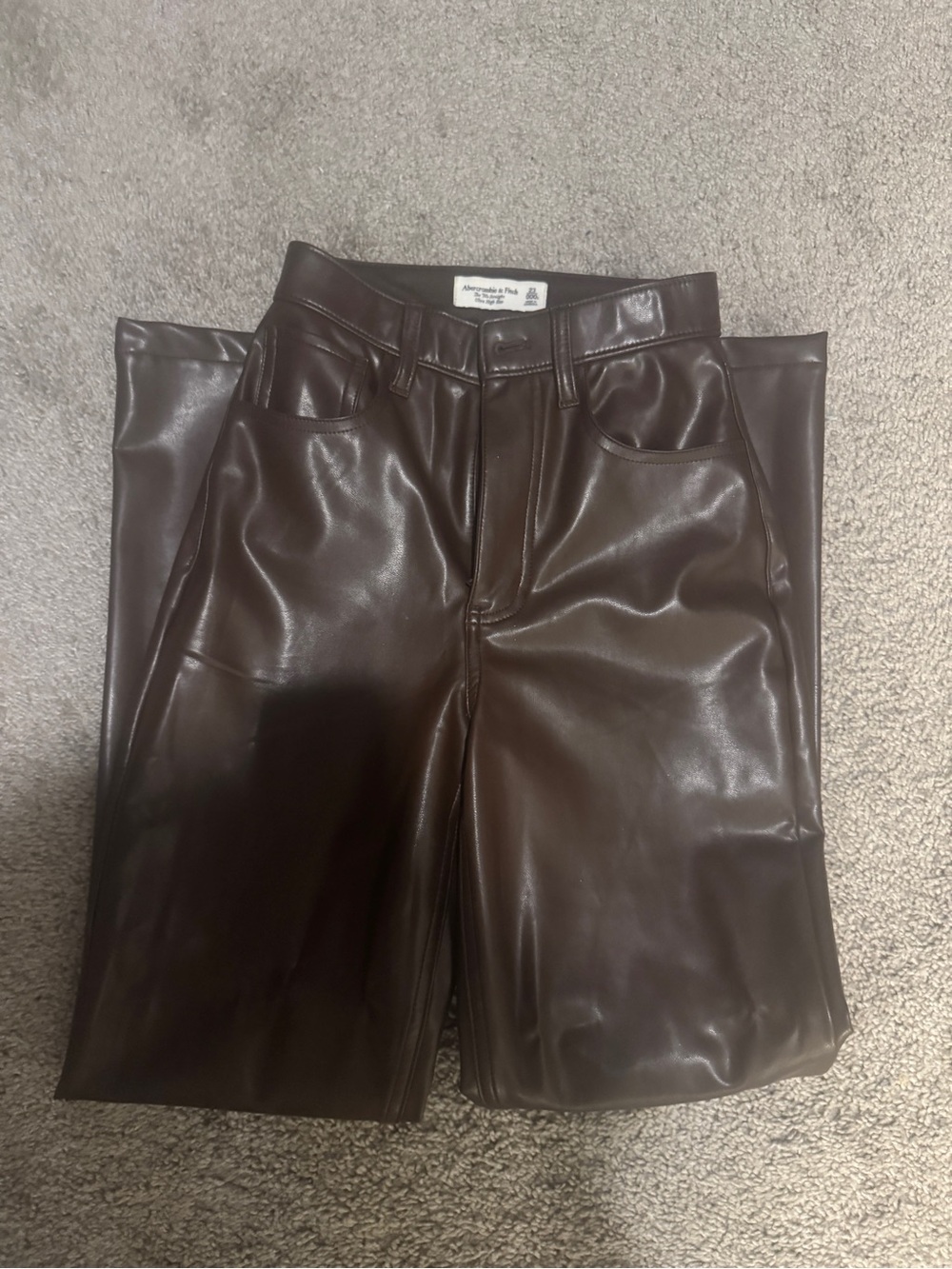 Abercrombie & Fitch Chocolate Faux Leather High-Rise Pants